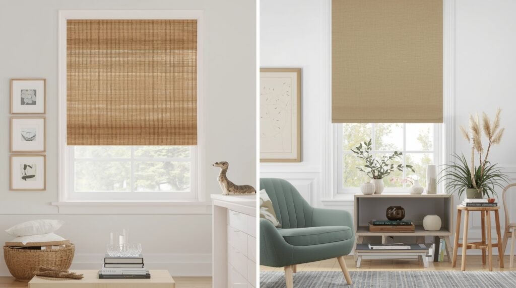 Woven Wood Shades and Sheer Roller Blinds for Natural Texture